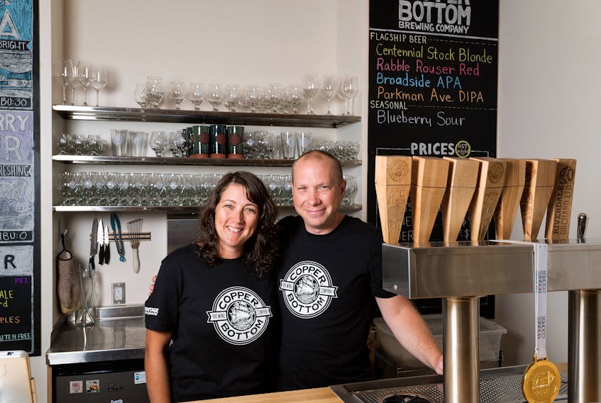 Ashley Condon, left, and her husband, Ken Spears co-own Copper Bottom Brewing in Montague. 