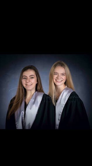 Katy MacKinnon, left, and Sarah-Jane Parnell are the Class of 2020 at École La-Belle-Cloche in Rollo Bay.