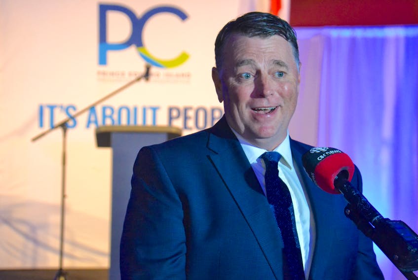 Dennis King speaks to media following a PC nomination meeting in Charlottetown. The P.E.I. Premier is again riding high in opinion polls according to new data released by Narrative Research.
