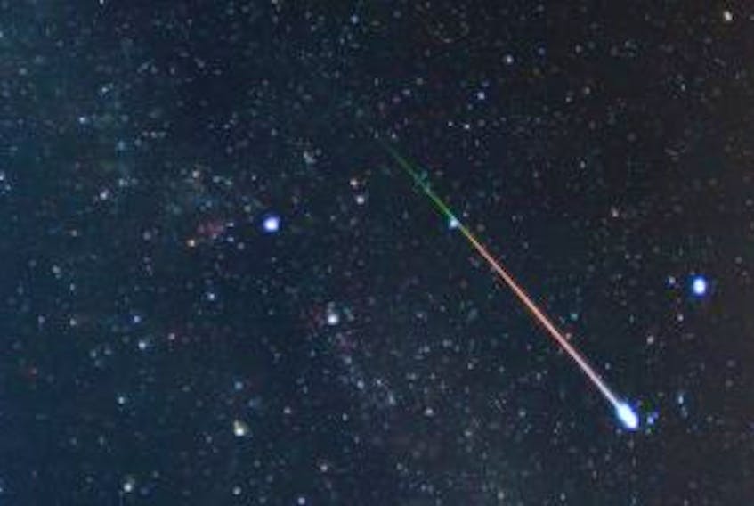 A Perseid meteor photographed in August 2009 by Pete Lawrence of Selsey, U.K.