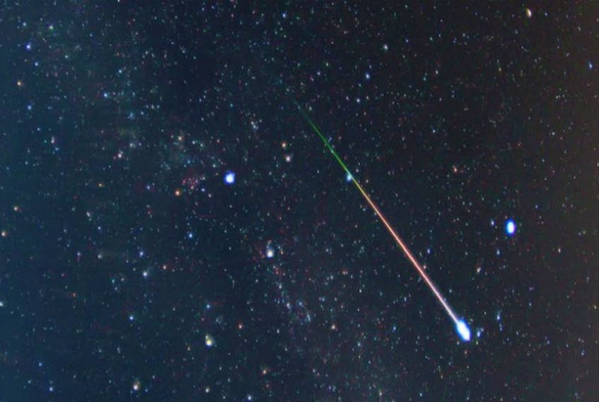 A Perseid meteor photographed in August 2009 by Pete Lawrence of Selsey, U.K.
