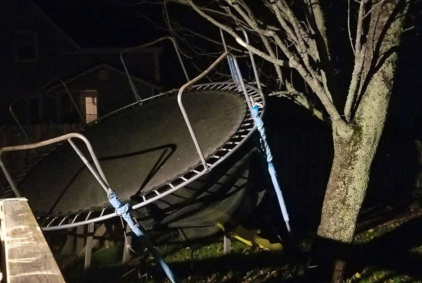 The winds were gusting over 90 km/h across the region on Saturday, November 3. This was the scene in Anna Fraser's backyard in Windsor, N.S.
