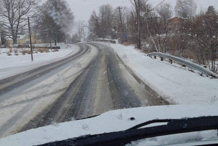 The snow changed to rain by midday in Wolfville, N.S. but Stephen LeBlanc's morning drive was not the greatest. A few centimetres of snow fell ahead of a powerful storm that crossed the region Wednesday.