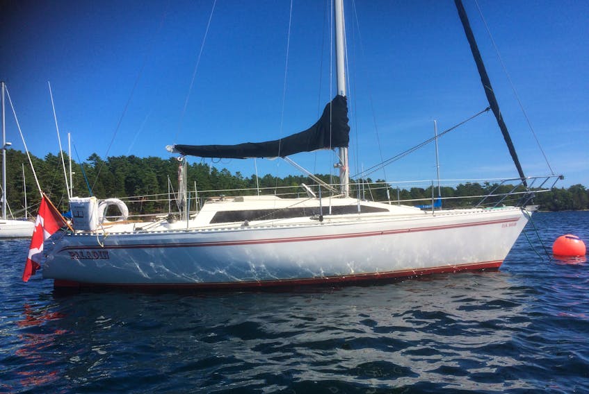 The Paladin, a lovely Cal 9.2, bobs peacefully on the waters of Mahone Bay, N.S. following the "great fall of 2018." This photo was taken by the boat's owner, Stuart MacTavish.