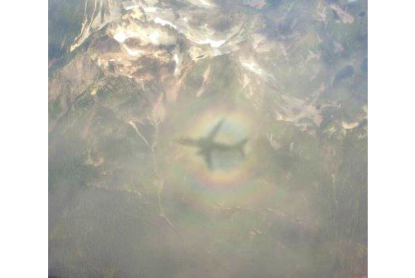 Susie Rhyno-Nickerson took this photo on a flight to British Columbia. Some would say she had a guardian angel with her.