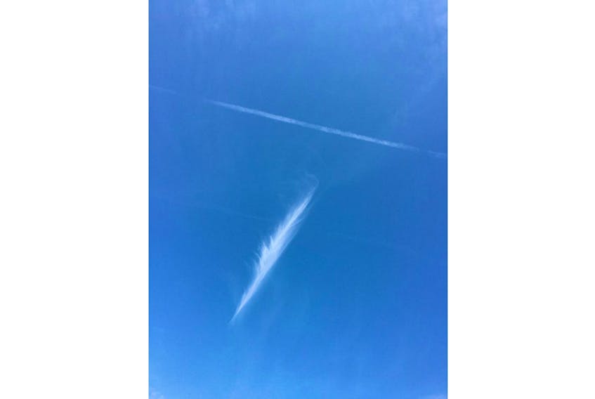 This cloud looks as light as a feather!  Faye Murphy spotted the cirrus cloud high above the ground near Pugwash, N.S.
