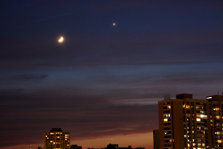 The young crescent moon over Halifax  in May. Thanks to  Michael Boschat for always looking up and sharing!