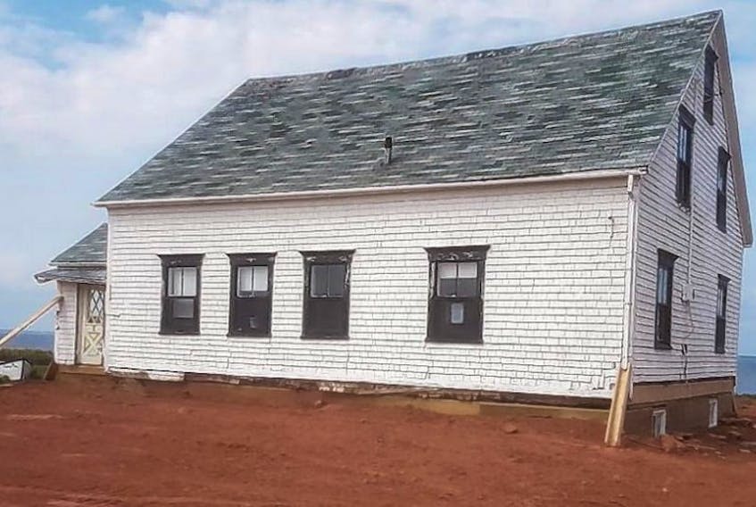The 227-year-old Hugh Montgomery House sits on its new foundation in Malpeque. The building, belonging to Rudy Petrella’s family, was recently moved back from the shoreline in order to save the home.
