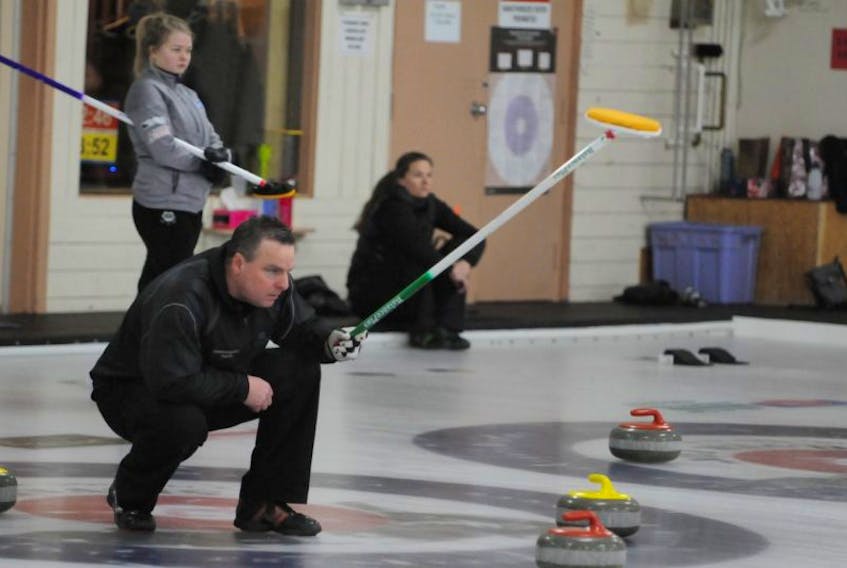 Phil Gorveatt of the host Charlottetown Curling Complex skipped the winning men’s rink at the P.E.I. Credit Unions senior curling championships on Sunday. The women’s final between Shirley Berry and Shelly Ebbett is scheduled for Monday morning.