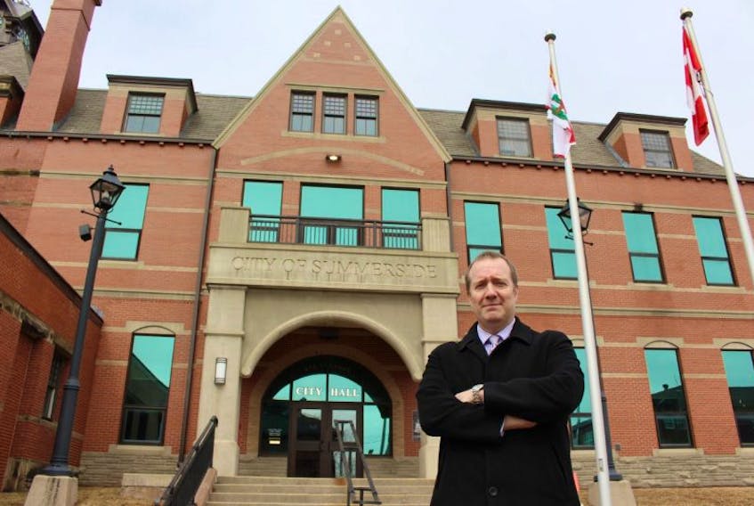 Rob Philpott outside Summerside’s city hall. City hall is one of the facilities being audited to determine energy efficiency and where there is room for improvement.