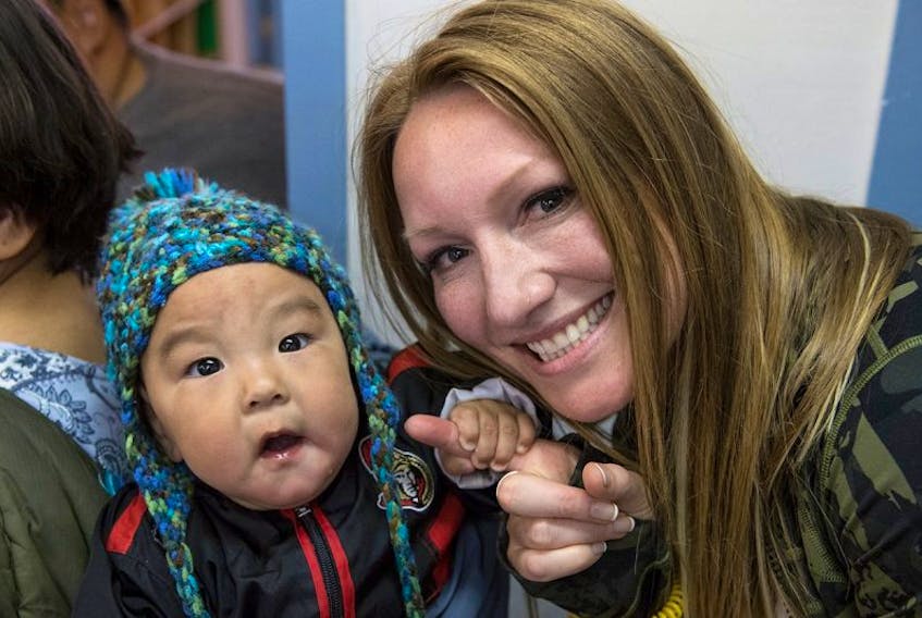 Summerside Olympian Heather Moyse, during a stop in an Inuit community on Baffin Island. Moyse participated last week in the Canada C3 expedition, which is voyaging from coast-to coast-to coast to celebrate Canada 150.
