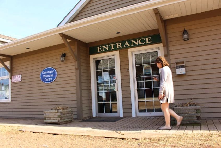 Sheriden Wall walks by the Kensington Welcome Centre, which will not be opening for the 2017 tourism season.