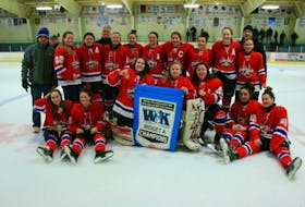 The Summerside Capitals’ midget A girls won the 12th annual DQ hockey tournament in New Brunswick last weekend. The Capitals became the first P.E.I. team to win the tournament. Members of the Capitals are, front row, from left: Melanie Rodger, Katie Vriends, Hailey Swift, Jade Gallant, Emma Gallant, Karrington Palmer and Rebecca Proctor. Back row: John Kelly, Lauren Sapier, Kate Gaudet, Kenny Johnson, Julia Johnson, Brianna MCcardle, Erin Arsenault-Gallant, Brianna Gunning, Victoria Bond, Mary Kate Picketts, Stephen Gaudet and Abby Kelly.