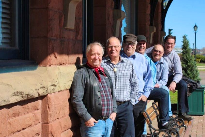 Locomotion, a group of men carrying the stories of when trains were active on the Island, will perform at the Summerside Presbyterian Church on Aug. 31 at 7:30 p.m. Performers include: Heartz Godkin (left), Brian Knox, Niall Mackay, Peter Burke, Jimi Platts, and Kendall Docherty.