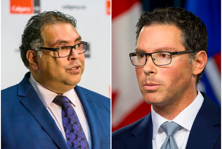  Mayor Naheed Nenshi, left, and Justice Minister Doug Schweitzer, right, are seen in Postmedia file photos.