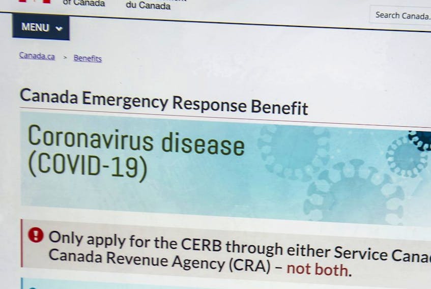 A Canada Emergency Response Benefit (CERB) COVID-19 Government of Canada page during the COVID-19 pandemic, Friday May 22, 2020.