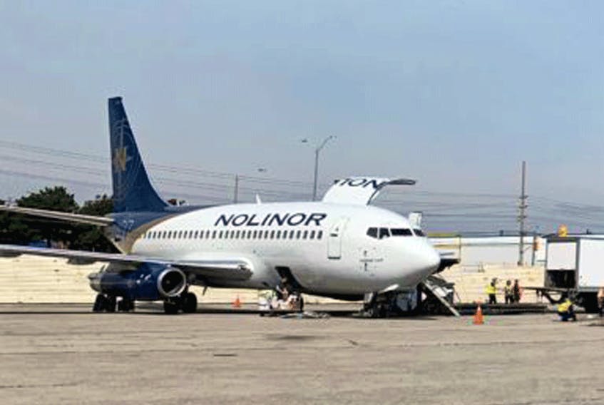 The 40-year-old Boeing 737-200 that has been travelling along with Justin Trudeau’s branded Boeing 737-800 campaign plane.