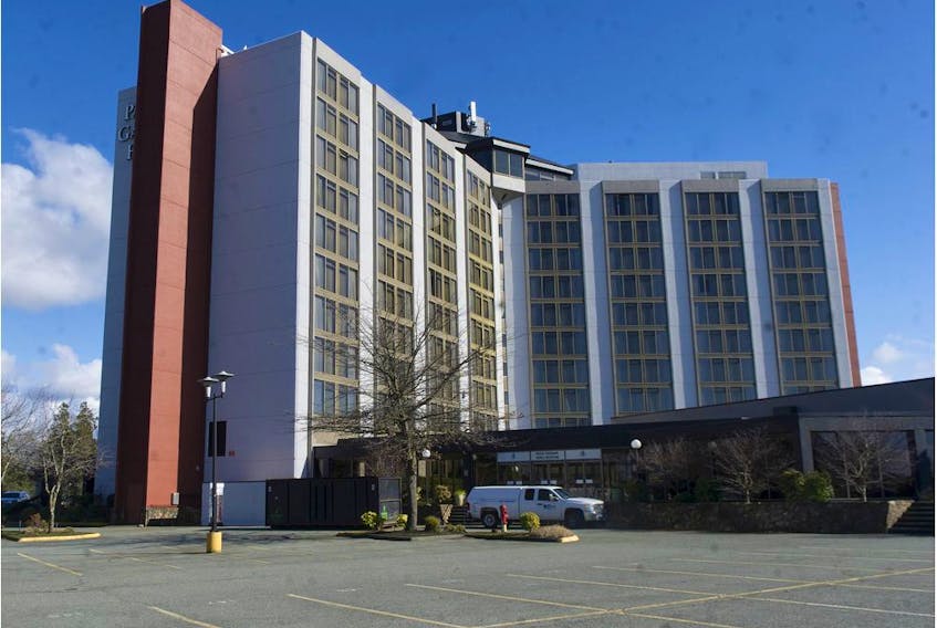 The Pacific Gateway Hotel in Richmond, BC. The hotel is being used as a quarantine hotel for travellers near the Vancouver airport.