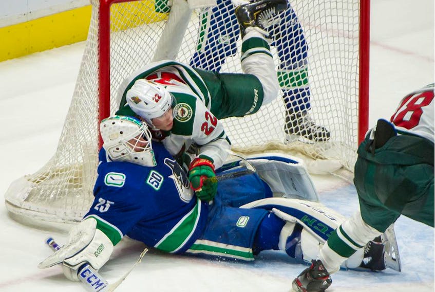 NHL action at Rogers Arena in Vancouver, B.C., February 19, 2020, before the province declared a COVID-19 emergency and the season was shut down.