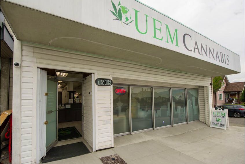 Exterior of UEM Cannabis on Renfrew street in Vancouver, B.C., Aug.1, 2019. (Arlen Redekop)
