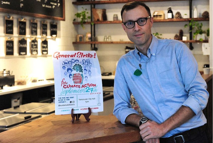  Benjamin Ernst co-founder of Earnest Ice Cream, said it is participating in Friday’s climate strike to send a message to business leaders that climate change is an important issue to the business community. Photo: Nick Procaylo/Postmedia
