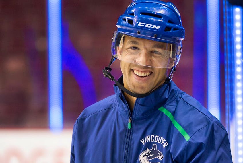 Manny Malhotra worked with the Canucks’ centres and penalty-killing units, was lauded for his work with captain Bo Horvat.