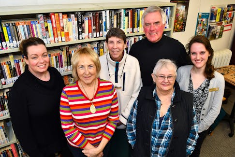 Preparations for the 2020 Poetry at Large celebrations are well under way. Committee members recently gathered for a meeting at the Cumberland Public Libraries Oxford Branch. From left are Laura Smith-Cann, Ruthie Patriquin, Mary Ellen Stevenson, Alan Walter, Eleanor Crowley, and Megan McNutt. DAVE MATHIESON – AMHERST NEWS