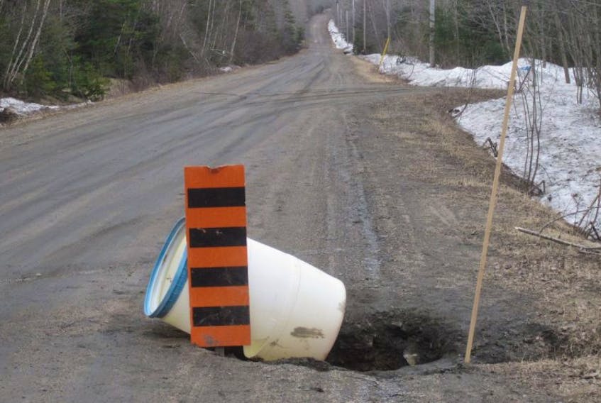 This large pothole was spotted&nbsp; on Jake Reid Road, Greenfield, Kings County