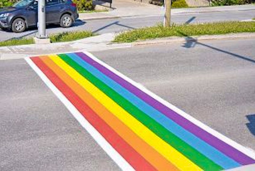 ['<p>Diane Crocker/The Western Star</p>\n<p>The City of Corner Brook is painting two of its crosswalks with the Pride colours. The first one, located on University Drive, was painted on Monday. The initiative, planned a few weeks ago to show support of diversity in the community, is even more relevant given the recent mass shootings at an Orlando gay nightclub. The second crosswalk is located at city hall.</p>']