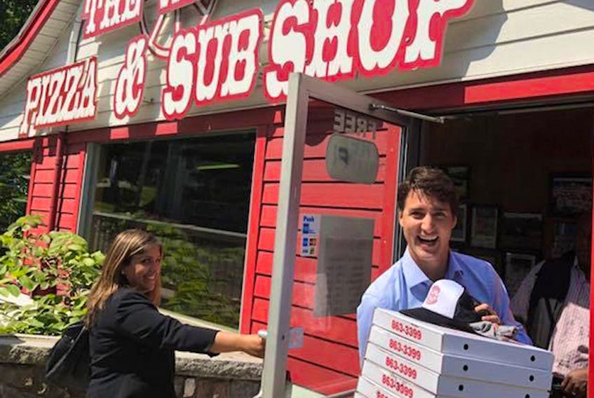 Prime Minister Justin Trudeau made a stop at the iconic Wheel Pizza and Sub Shop while visiting Antigonish last July. The federal Liberal government will seek a second term this fall, when Canadians head to the polls. File