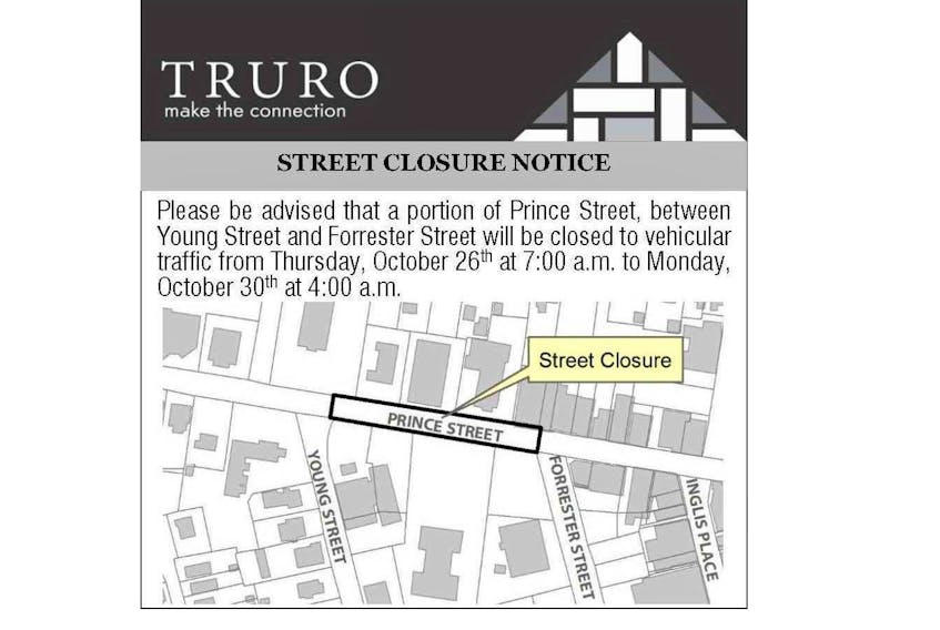 A section of Prince St has been closed to vehicles until Monday morning.