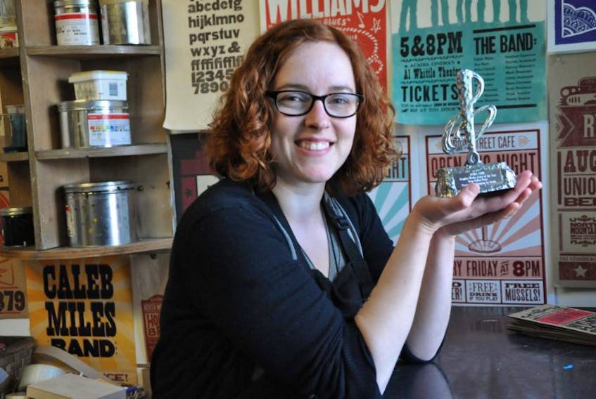 <p>This weekend Deep Hollow Print owner Laura MacDonald, pictured in her Kentville studio, won a second East Coast Music Award for Graphic/Media Artist of the Year.</p>