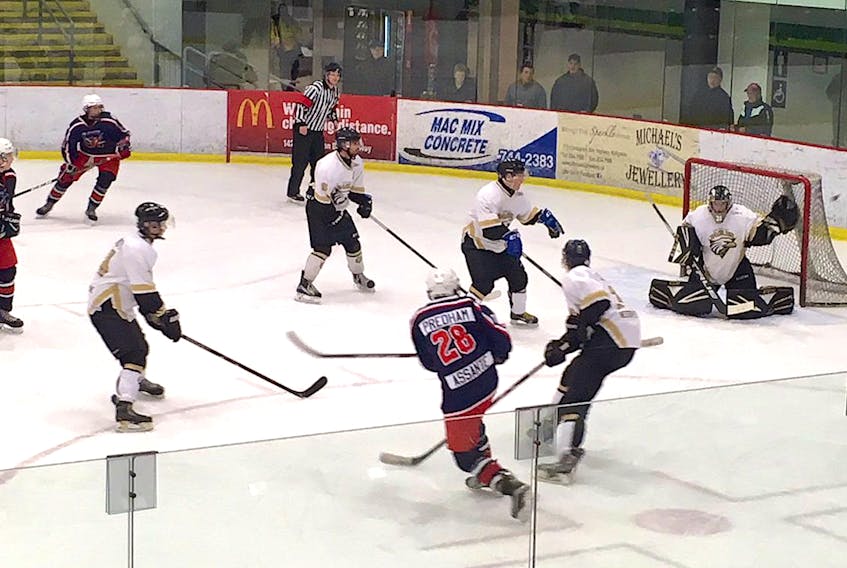 It's been suggested the St. John's Junior Hockey League should consider beginning a new season with 13 players — 11 skaters and two goalies — per team for games so as to better abide by social distancing guidelines related to the COVID-19 pandemic. However, the SJJHL s vice=preident says there is little interest in doing so, and points to the provincial U18 major league, which is operating, but without those lineup constraints. — File photo/SJJHL