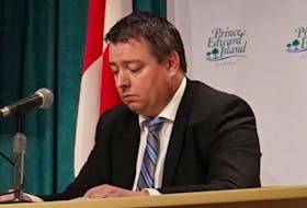 P.E.I. Tourism and Culture Minister Matthew MacKay listens to questions during a coronavirus media briefing in March. 