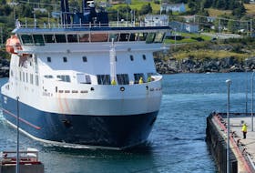The Bell Island ferry Legionairre docks in Portugal Cove Tuesday morning, after the provincial government and the Canadian Merchant Service Guild reached a tentative agreement Monday to end the four-week strike by ferry captains. 