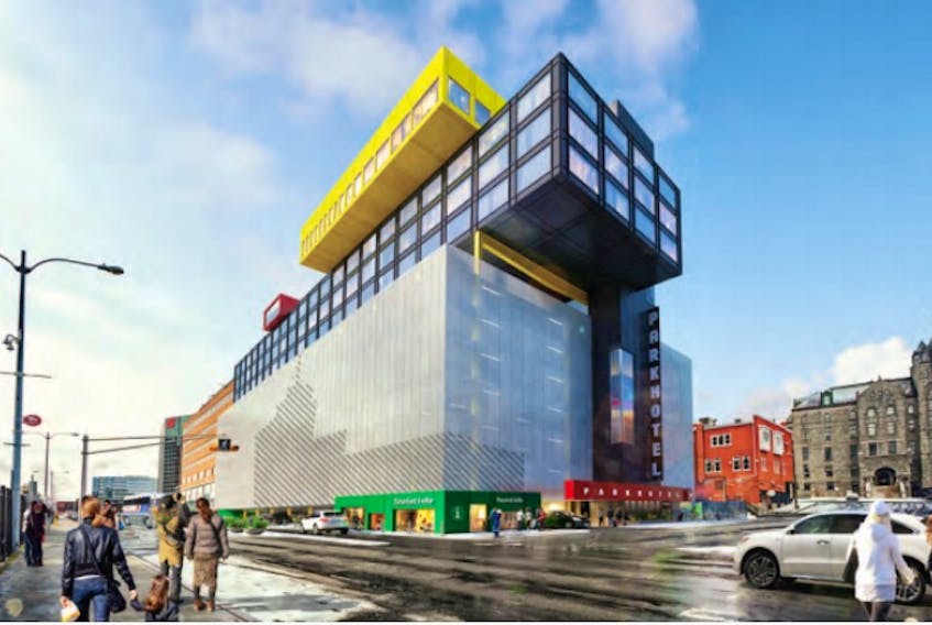 The proposal for the eight-storey parking garage topped with a four-storey hotel is a controversial one. 