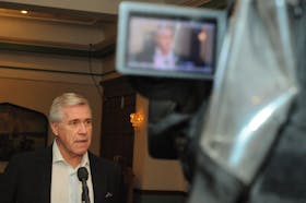 Premier Dwight Ball met with the media at the Confederation Building Friday afternoon to discuss the controversies regarding Carla Foote and Gordon McIntosh. The premier also gave an update on his government’s rate-mitigation plan — see story on A4. Joe Gibbons/The Telegram