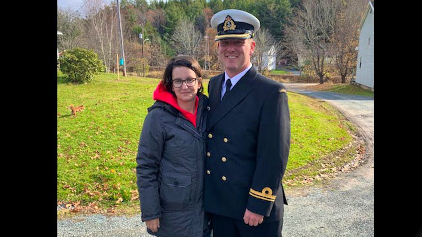 Sub-Lt. Matthew Pyke with his fiancé Helen Hines, in photo taken during National Veterans’ Week, November 2019. Pyke was one of six crew members lost when HMCS Fredericton's CH-148 Cyclone helicopter crashed off the coast of Greece. - Pyke family photo