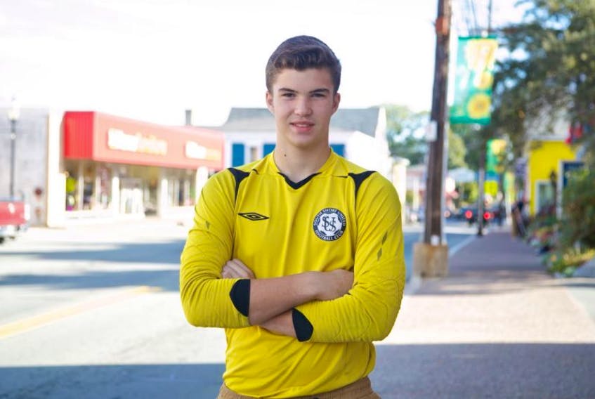 Zachary Hamm poses for a photo in his South Shore United soccer jersey. Hamm is going to St. John’s, Newfoundland for the national championships.