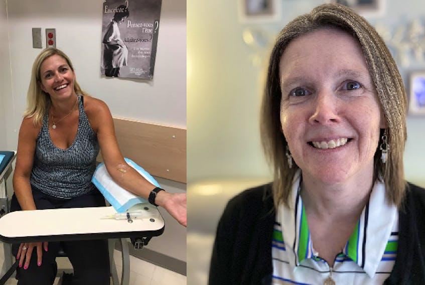 In 2017, Sharon Needham (left) travelled to Quebec to access a gallium-68 DOTATATE clinical trial (pictured). Today, Sharon and Darlene Pomroy (right) are both raising funds for the QEII Foundation to help bring this critical cancer detection tool to the QEII Health Sciences Centre. - Photo Contributed.
