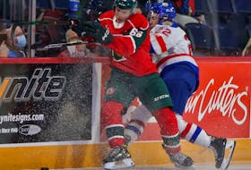 Halifax Mooseheads forward Zachary L'Heureux is seen during action against his former team, the Moncton Wildcats, Oct. 29 at the Scotiabank Centre. (TIM KROCHAK/Chronicle Herald).
