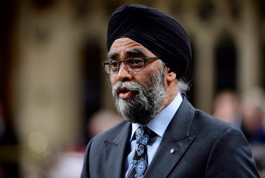 File photo of Defence Minister Harjit Sajjan speaking during question period in the House of Commons. Sajjan has ordered Chief of the Defence Staff Gen. Jon Vance to assemble a team to investigate whether a Canadian Forces operation, which involved individuals assigned to a military intelligence unit data-mining citizen's social media posts during the pandemic, was illegal. 