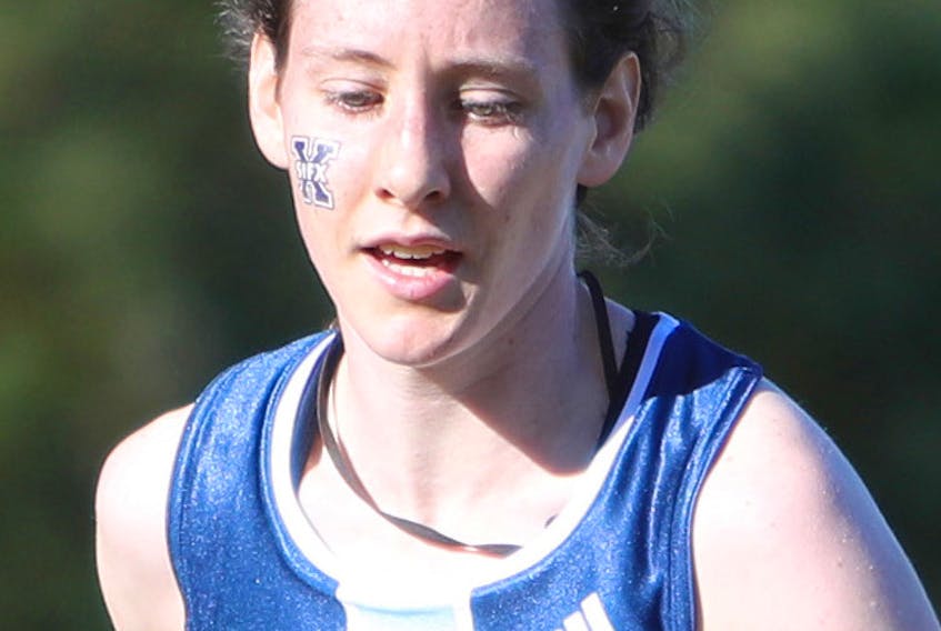 Rachel MacDougall of Lakevale, Antigonish County – shown competing in the 2017 AUS cross country championships – is a fourth-year student-athlete with the St. F.X. X-Women. Contributed