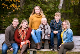 Tanya Jessome, far right, is shown with her family who have been there with her through her recent battles with cancer. Shown left to right are, Garrett White, fiancé of daughter Britany, 26, daughter Olivia, 14, granddaughter Lylarose, 5, son Sam, 13, and Jessome, 43. SUBMITTED PHOTO

