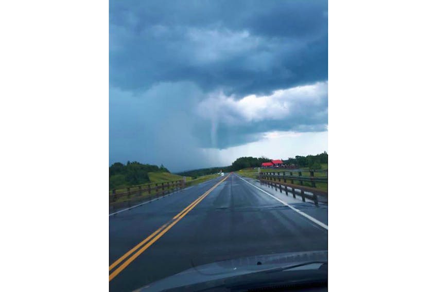 During a late afternoon storm Aug. 7 in St. Croix, N.S.   Jody Collins captured this dramatic photo. No, it probably wasn't a tornado.