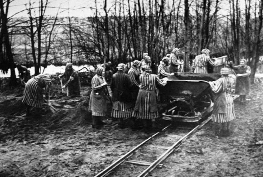 Female prisoners are shown at the Ravensbruck concentration camp in northern Germany in 1939.