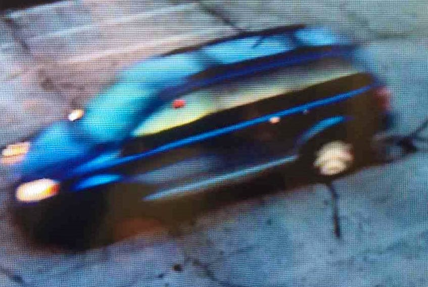 This blue vehicle was spotted on Windsor video surveillance shortly after a hit-and-run occurred at Walkers Restaurant on O’Brien Street. RCMP officers are hoping the public can help them identify the driver. 
