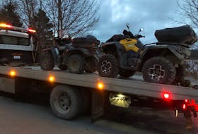 RCMP seize ATVs and charged the operators for illegal operation of the machines Tuesday night. RCMP photo