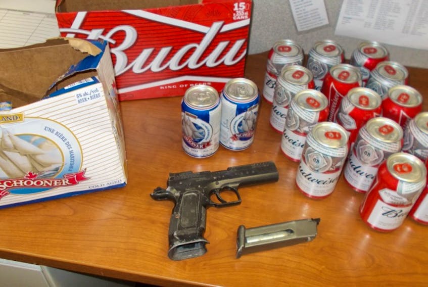 During a recent traffic stop in Three Rivers, P.E.I., RCMP noticed open liquor what an officer believed to be a handgun on the driver’s side floor.  It was later determined the handgun was an airsoft pistol.
