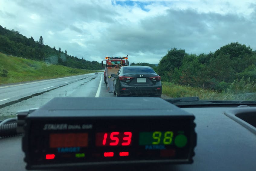A vehicle travelling 153 km/h on the Trans-Canada Highway near Humber Valley Resort recently is just one example of the high rates of speed the RCMP’s Traffic Services West unit is seeing this summer.
